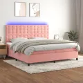 cadre de lit matelas et LED Rose 200x200 cm Velours