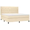 cadre de lit matelas et LED Crème 160x200 cm Tissu