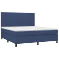 cadre de lit et matelas et LED Bleu 160x200 cm Tissu