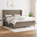 cadre de lit avec matelas Taupe 180x200 cm Tissu