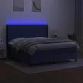 cadre de lit matelas LED Bleu 180x200 cm Tissu