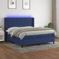 cadre de lit matelas et LED Bleu 180x200 cm Tissu