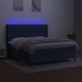 cadre de lit matelas et LED Bleu 180x200 cm Tissu