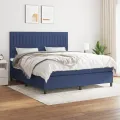 cadre de lit avec matelas Bleu 180x200 cm Tissu