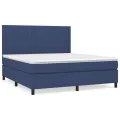 cadre de lit avec matelas Bleu 180x200 cm Tissu