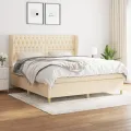 cadre de lit avec matelas Crème 180x200 cm Tissu