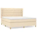 cadre de lit avec matelas Crème 180x200 cm Tissu