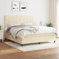 cadre de lit avec matelas Crème 180x200 cm Tissu