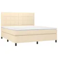cadre de lit avec matelas Crème 180x200 cm Tissu