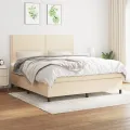 cadre de lit avec matelas Crème 180x200 cm Tissu
