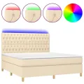 cadre de lit et matelas et LED Crème 180x200cm Tissu