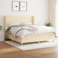 cadre de lit avec matelas Crème 180x200 cm Tissu