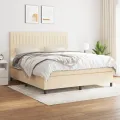 cadre de lit avec matelas Crème 160x200 cm Tissu