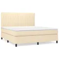 cadre de lit avec matelas Crème 160x200 cm Tissu
