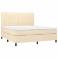 cadre de lit avec matelas Crème 160x200 cm Tissu