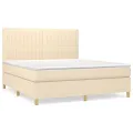 cadre de lit avec matelas Crème 180x200 cm Tissu