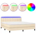 cadre de lit avec matelas LED Crème 160x200 cm Tissu