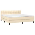 cadre de lit avec matelas LED Crème 160x200 cm Tissu