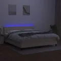 cadre de lit avec matelas LED Crème 160x200 cm Tissu