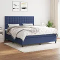cadre de lit avec matelas Bleu 160x200 cm Tissu