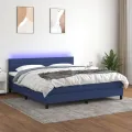 cadre de lit avec matelas LED Bleu 160x200 cm Tissu
