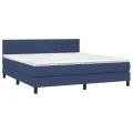cadre de lit avec matelas LED Bleu 160x200 cm Tissu