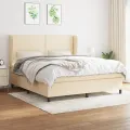 cadre de lit avec matelas Crème 180x200 cm Tissu
