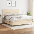 cadre de lit avec matelas Crème 180x200 cm Tissu