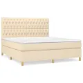 cadre de lit avec matelas Crème 180x200 cm Tissu