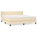 cadre de lit avec matelas Crème 160x200 cm Tissu
