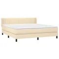 cadre de lit avec matelas Crème 160x200 cm Tissu