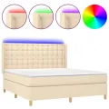 cadre de lit matelas et LED Crème 180x200 cm Tissu