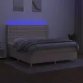 cadre de lit matelas et LED Crème 180x200 cm Tissu