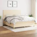 cadre de lit avec matelas Crème 180x200 cm Tissu