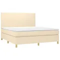 cadre de lit avec matelas Crème 180x200 cm Tissu
