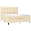 cadre de lit avec matelas Crème 180x200 cm Tissu
