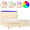 cadre de lit et matelas et LED Crème 180x200cm Tissu