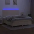 cadre de lit et matelas et LED Crème 180x200cm Tissu