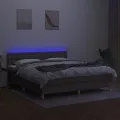 cadre de lit avec matelas LED Taupe 160x200 cm Tissu