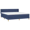 cadre de lit avec matelas Bleu 160x200 cm Tissu