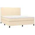 cadre de lit et matelas et LED Crème 180x200cm Tissu