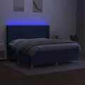 cadre de lit matelas et LED Bleu 180x200 cm Tissu