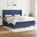 cadre de lit avec matelas Bleu 160x200 cm Tissu