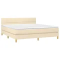 cadre de lit avec matelas Crème 180x200 cm Tissu