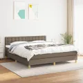 cadre de lit avec matelas Taupe 160x200 cm Tissu