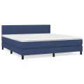 cadre de lit avec matelas Bleu 160x200 cm Tissu