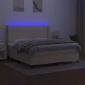 cadre de lit matelas et LED Crème 180x200 cm Tissu