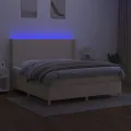 cadre de lit matelas et LED Crème 180x200 cm Tissu