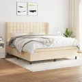 cadre de lit avec matelas Crème 180x200 cm Tissu