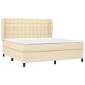 cadre de lit avec matelas Crème 180x200 cm Tissu